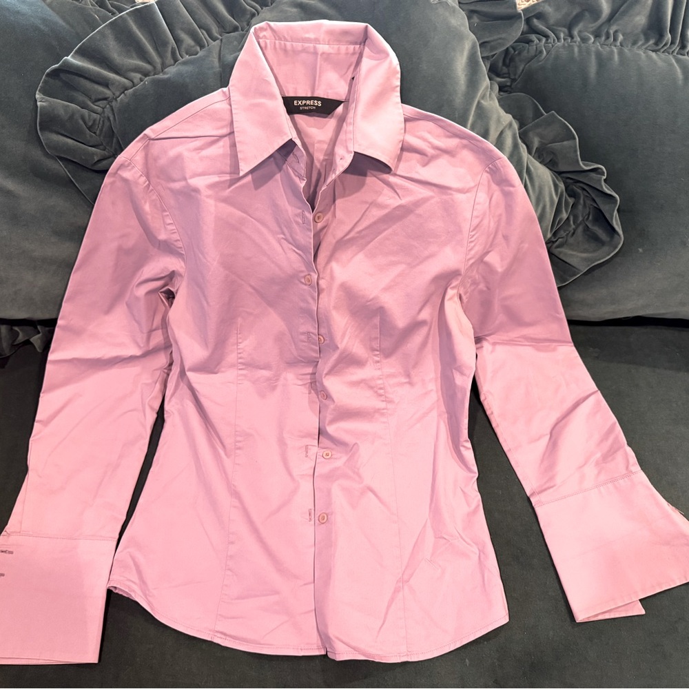 EXPRESS Purple Lilac Stretch Button Down Collar Shirt Size Small S.